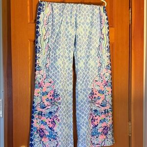 Lilly Pulitzer Blue and Pink Palazzo Pants